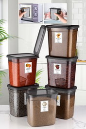 Hermia Set de 6 Cajas de Almacenaje Antracita 2000 ml